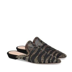 NIB GIANVITO ROSSI Raja Crystal Slide Shoe Shoes Black 8.5